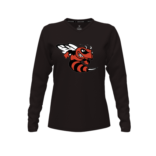 [FTLVPTBK-FYXS-LOGO1] Decker Performance T-Shirt (Female Youth XS, Black, V Neck, Logo 1, Long Sleeve)