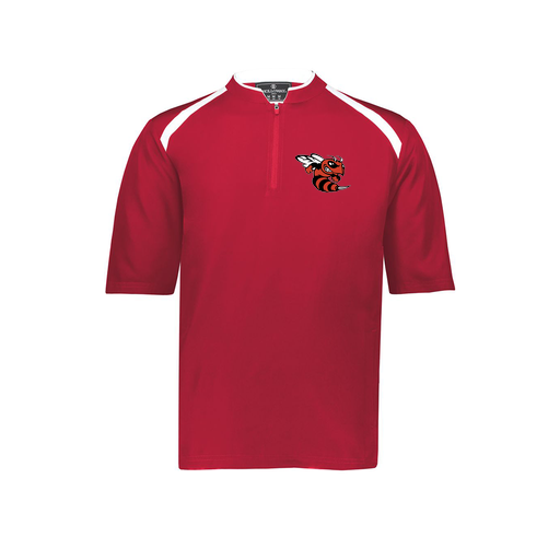 [229581-AS-RED-LOGO1] Men's Dugout Short Sleeve Pullover (Adult S, Red, Logo 1)