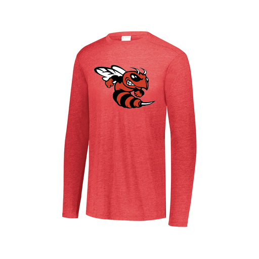 [FTLCUBRD-AXS-LOGO1] Decker Men's Tri-Blend T-Shirt - Long Sleeve (Adult XS, Red, Logo 1)