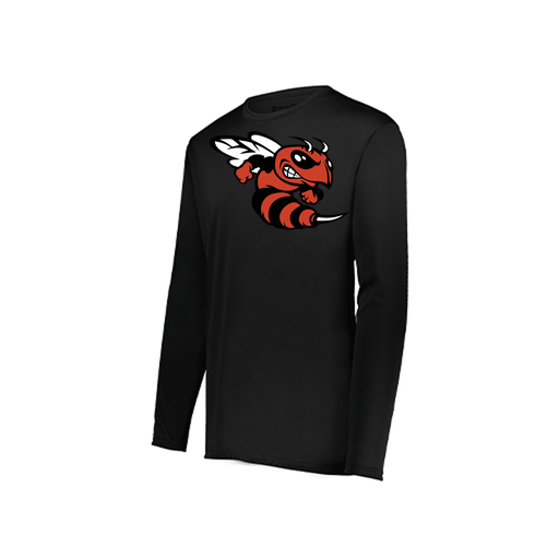 [222823.080.S-LOGO1] Youth LS Smooth Sport Shirt (Youth S, Black, Logo 1)